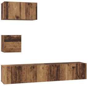 vidaXL Τηλεοπτική Κάβα Τοίχου 4 pcs Παλαιό ξύλο 80 x 30 x 30.5 εκ