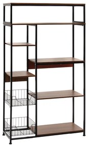 Ραφιέρα επιδαπέδια Leena μέταλλο dark oak-μαύρο 80x30x142εκ 80x30x142 εκ.