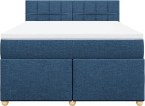 vidaXL Κρεβάτι Boxspring με Στρώμα Μπλε 140x200 εκ. Υφασμάτινο