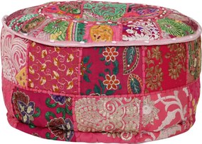 vidaXL Πουφ Patchwork Στρογγυλό Χειροποίητο Ροζ 40 x 20 εκ. Βαμβάκι
