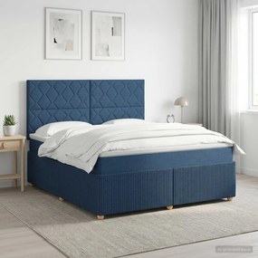 vidaXL Κρεβάτι box spring με στρώμα Μπλε 160 x 200 cm Ύφασμα