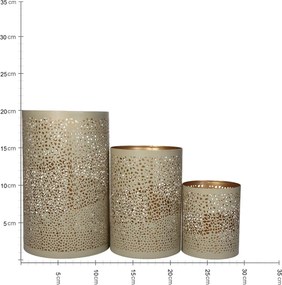 Κηροπήγιο ArteLibre Μπεζ Μέταλλο 13x13x20cm Σετ 3Τμχ
