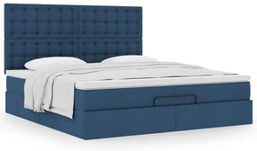 vidaXL Οθωμανικό κρεβάτι με στρώμα μπλε 160x200cm ύφασμα