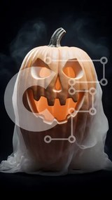 Intra Συλλεκτικό Ξύλινο Παζλ Plywood 4mm - Ανάποδα σκαλιστή κολοκύθα καλυμμένη με καπνό Σε Ξύλινο Κουτί - Διαστάσεις Puzzle: 10x10 cm – 25 κομμάτια