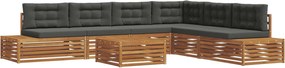 vidaXL Σειρά Καναπέ Εξωτερικού 7 Τεμάχιο Φυσικό και Ανθρακί