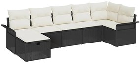vidaXL Σετ Καναπέ Κήπου με μαξιλάρι 7 pcs Μαύρο Πολυ ράταν