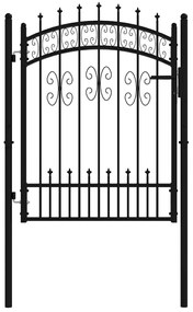 vidaXL Πόρτα Περίφραξης με Κορυφή Δόρυ Μαύρη 103x125 εκ. από Ατσάλι με Ηλεκτροστατική Βαφή