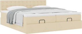 vidaXL Οθωμανικό κρεβάτι με στρώματα Κρέμα 180x200cm ύφασμα