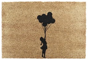 Πατάκι Εισόδου Flying Ballon Girl -AMIMG-FLYAWAY 60x40cm Natural-Black Artsy Mats 60X40