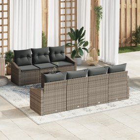 vidaXL Σετ 8 Τεμαχίων Εξωτερικής Τραπεζαρίας με Μαξιλάρια Γκρι Πολυράταν