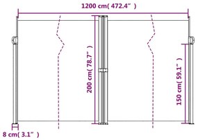 Σκίαστρο Πλαϊνό Συρόμενο Κόκκινο 200 x 1200 εκ. - Κόκκινο