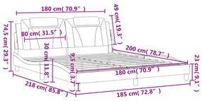 Πλαίσιο Κρεβατιού με Κεφαλάρι Λευκό 180x200 εκ. Συνθετικό Δέρμα - Λευκό