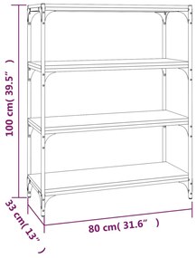 Βιβλιοθήκη Καπνιστή Δρυς 80 x 33 x 100 εκ. Επεξ. Ξύλο &amp; Ατσάλι - Καφέ