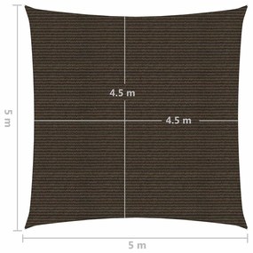 Πανί Σκίασης Καφέ 5 x 5 μ. από HDPE 160 γρ./μ²   - Καφέ