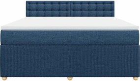 vidaXL Κρεβάτι Boxspring με Στρώμα Μπλε 180x200 εκ. Υφασμάτινο
