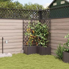 vidaXL Γλάστρες Κήπου 1 τεμ Καφασωτό Καφέ 80 x 80 x 142 cm Πλαστικό
