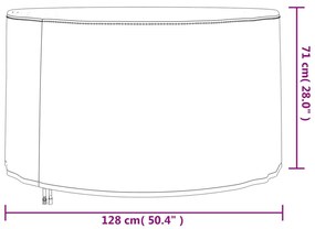 Κάλυμμα Επίπλων Κήπου Στρογγυλό Μαύρο Ø 128x71 εκ. 420D Oxford - Μαύρο