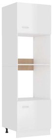 Ντουλάπι Φούρνου Μικροκυμάτων Γυαλ. Λευκό 60x57x207εκ Επεξ Ξύλο - Λευκό