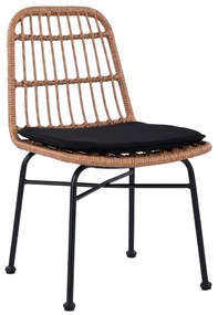 Καρέκλα Κήπου  AFRANIUS Φυσικό/Μαύρο Rattan/Μέταλλο 47x50x85cm - ART-14510059