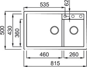Elleci Quadra 440 - Νεροχύτης Κουζίνας Γρανίτη 81,5x50 - Nero