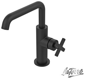 Μπαταρία Νιπτήρα με Βαλβίδα Clic-Clac Εlle Cross La Torre Black Matt 38020-400