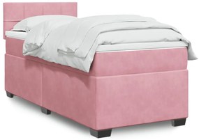Κρεβάτι Boxspring με Στρώμα Ροζ 90x190 εκ. Βελούδινο
