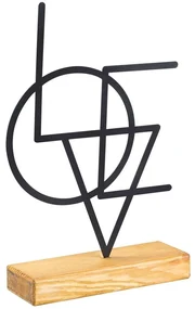 Διακοσμητικό Επιτραπέζιο Geometric 565TNL1142 21x4x41cm Natural-Black Aberto Design Μέταλλο,Ξύλο