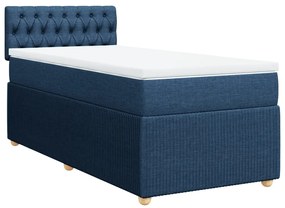 Κρεβάτι Boxspring με Στρώμα Μπλε 80x200 εκ. Υφασμάτινο - Μπλε