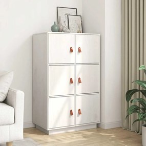 vidaXL Ντουλάπι Ψηλό Λευκό 67 x 40 x 108,5 εκ. από Μασίφ Ξύλο Πεύκου