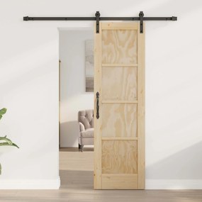 vidaXL Συρόμενη Πόρτα Φυσικό και Μαύρο 61 x 198,5 εκ.