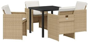 vidaXL Σέτ φαγητού για κήπο 5 pcs Μπεζ συνθετικό ρατάν