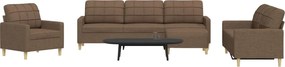 vidaXL Σετ καναπέδων 4 τεμαχίων με υποπόδιο καφέ ύφασμα