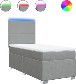 vidaXL Κρεβάτι Boxspring με Στρώμα Ανοιχτό Γκρι 80x200 εκ. Υφασμάτινο