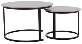 Τραπεζάκια σαλονιού TALOS Σετ 2 τμχ. Κεραμικό TOP με Όψη Γκρί Μαρμάρου Φ70 + Φ50εκ. 70x70x45.5 εκ.
