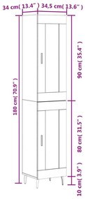 Ντουλάπι Καπνιστή δρυς 34,5x34x180 εκ. από Επεξεργασμένο Ξύλο - Καφέ