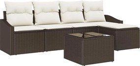 vidaXL Σετ Καναπέ με μαξιλάρι 6 pcs Καφέ συνθετικό ρατάν