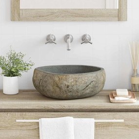 vidaXL Λεκάνη Ανοιχτό γκρι (38-45) x (30-35) x 15 εκ. Πέτρα Ποταμού