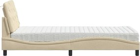 vidaXL Κρεβάτι με Στρώμα Κρεμ 80 x 200 εκ. Υφασμάτινο