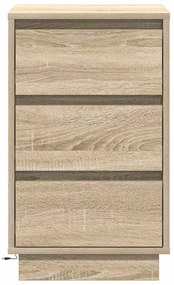 vidaXL Κομοδίνο με LED Καρυδιά Σονόμα 39x34,5x65 εκ. Επεξεργασμένο Ξύλο