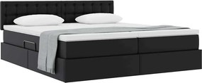 vidaXL Κρεβάτι Αποθήκης με στρώμα Μαύρο 200 x 200 cm Τεχνητό Δέρμα