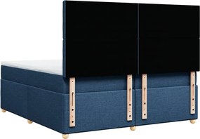 vidaXL Κρεβάτι Boxspring με Στρώμα Μπλε 200x200 εκ. Υφασμάτινο
