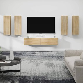 vidaXL Σετ Επίπλων Τηλεόρασης 6 Τεμαχίων Sonoma Δρυς Επεξ. Ξύλο