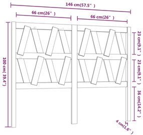 vidaXL Κεφαλάρι Κρεβατιού Γκρι 146 x 4 x 100 εκ. από Μασίφ Ξύλο Πεύκου