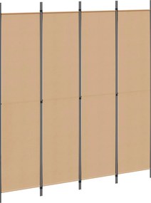 vidaXL 4-Πίνακας Διαχωριστικός Μπεζ 200 x 220 cm Ύφασμα