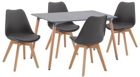 Τραπεζαρία HM11315 (Σετ 5τμχ) Τραπέζι 120x80x73cm Με Καρέκλες Vegas Dark Grey 4 Θέσεων