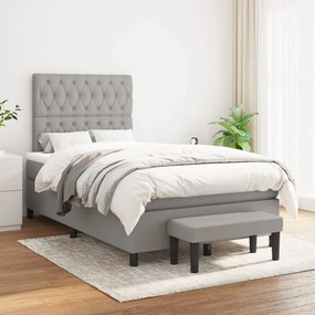 vidaXL Κρεβάτι Boxspring με Στρώμα Ανοιχτό Γκρι 120x200 εκ. Υφασμάτινο