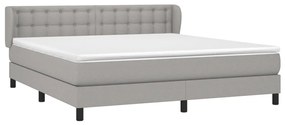 Κρεβάτι Boxspring με Στρώμα Αν. Πράσινο 160x200εκ Υφασμάτινο - Γκρι