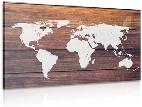 Εικόνα παγκόσμιου χάρτη με ξύλινο φόντο - 60x40