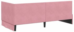vidaXL Κρεβάτι Γωνίας με κεφαλάρι Ροζ 90 x 200 cm Βελούδο