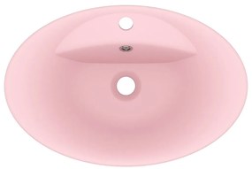 vidaXL Νιπτήρας με Υπερχείλιση Οβάλ Ροζ Ματ 58,5x39 εκ. Κεραμικός
